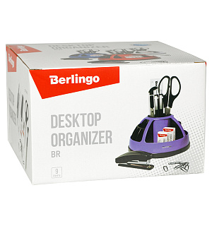 Настольный органайзер Berlingo "BR", 9 предметов, вращающийся, черный/зеленый