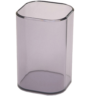 Подставка-стакан СТАММ "Визит", пластик, квадратный, тонированный серый