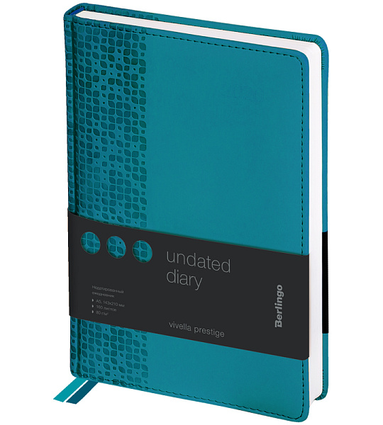 Ежедневник недатир. A5, 160л., кожзам, Berlingo "Vivella Prestige", аквамарин