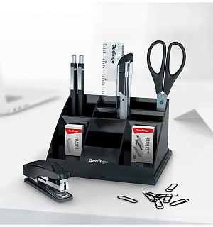 Настольный органайзер Berlingo "Western", 9 предметов, черный