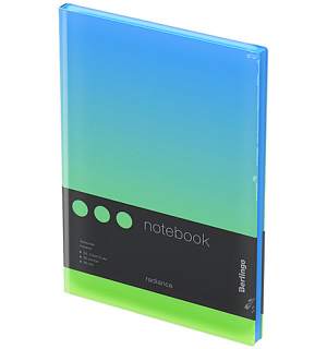 Записная книжка А5 80л., кожзам, Berlingo "Radiance", черный срез, голубой/зеленый градиент