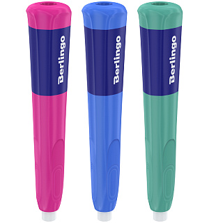 Точилка пластиковая с ластиком Berlingo "Supertwist" 1 отверстие, блистер, ассорти