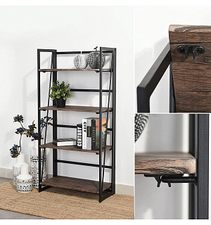 Стеллаж на металлокаркасе "BRABIX LOFT SH-001", 600х300х1250 мм, складной, цвет морёный дуб, 641228