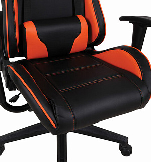 Кресло компьютерное BRABIX "GT Racer GM-100", две подушки, экокожа, черное/оранжевое, 531925