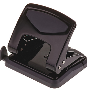 Дырокол OfficeSpace 35л., металлический, черный, с линейкой