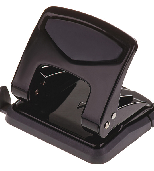 Дырокол OfficeSpace 35л., металлический, черный, с линейкой