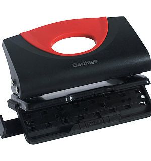 Дырокол Berlingo "Office Soft" 10л., пластиковый, красный, с линейкой