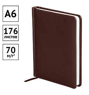 Ежедневник датированный 2023г., A6, 176л., кожзам, OfficeSpace "Winner", коричневый