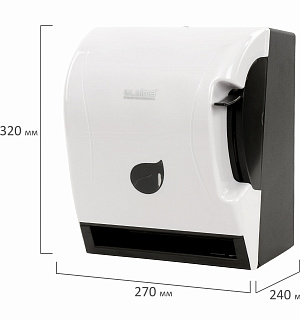 Диспенсер для полотенец в рулонах LAIMA PROFESSIONAL ECO (Система Н1), механический, с рычагом, белый, ABS-пластик, 606549