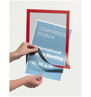 Комплект рамок самоклеящихся магнитных информационных 2шт. Durable "Duraframe" А4, красный