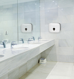 Диспенсер для полотенец ULTRA LAIMA PROFESSIONAL (Система H2), Z-сложения, малый, белый, ABS-пластик, 606833