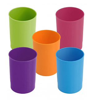 Подставка-стакан СТАММ "Офис. Intensive", пластик, круглый, ассорти