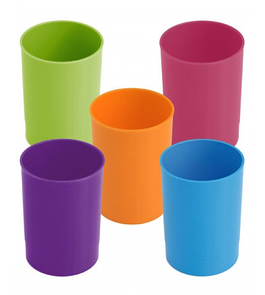 Подставка-стакан СТАММ "Офис. Intensive", пластик, круглый, ассорти