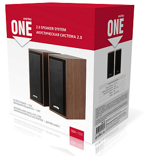 Колонки Smartbuy ONE, 2*3W, деревянный корпус, питание от USB, коричневый