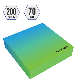 Блок для записи декоративный на склейке Berlingo "Radiance" 8,5*8,5*2см, голубой/зеленый, 200л.