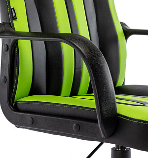 Кресло компьютерное BRABIX "Stripe GM-202", экокожа, черное/зеленое, 532511