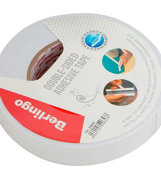 Клейкая лента двусторонняя Berlingo, 25мм*8м, на вспененной основе, 1мм