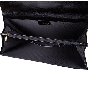 Портфель Delucci "Гиперион", кожа, черный, 2 отделения, метал. замок, с ремнем