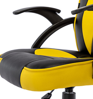 Кресло компьютерное BRABIX "Shark GM-203", экокожа, черное/желтое, 532514