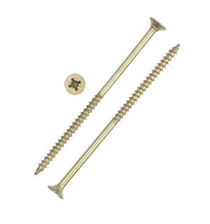 Саморез универсальный 6х120, потай, крупная резьба,шлиц PZ3, жёлтый цинк,955 шт, 13 кг