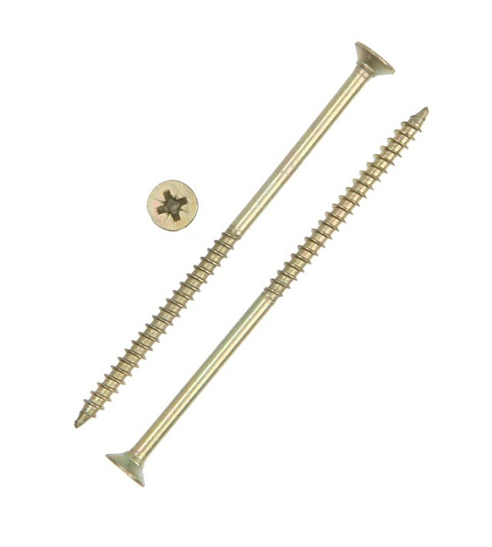 Саморез универсальный 6х120, потай, крупная резьба,шлиц PZ3, жёлтый цинк,955 шт, 13 кг