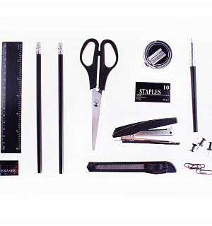 Настольный органайзер OfficeSpace "Витраж", 11 предметов, вращающийся, черный/цветной