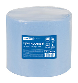 Протирочный материал в рулонах OfficeClean Professional, 2-слойный, 350м/рул, 24*35см, синий