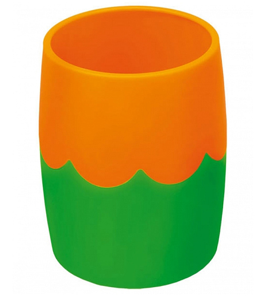 Подставка-стакан СТАММ, пластик, круглый, двухцветный зелено-оранжевый