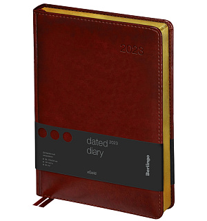 Ежедневник датированный 2023г., А4-(B5), 184л., кожзам, Berlingo "xGold", зол. срез, коричневый