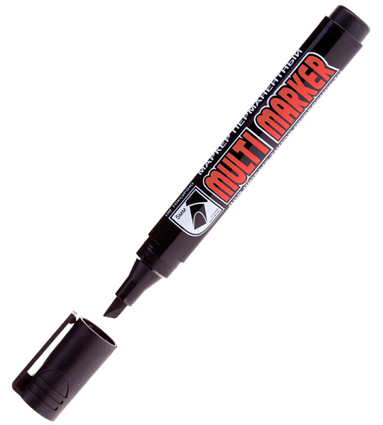 Маркер перманентный Crown "Multi Marker Chisel" черный, скошенный, 5мм