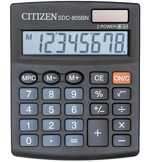 Калькулятор настольный КОМПАКТНЫЙ CITIZEN бухг. SDC805BN/NR 8 разрядов DP