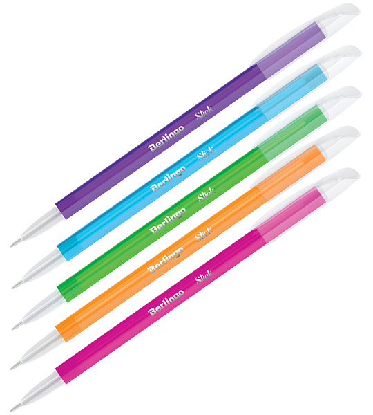 Ручка шариковая Berlingo "Slick" синяя, 0,7мм, игольчатый стержень, корпус ассорти