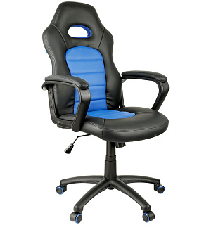 Кресло игровое Helmi HL-S06 "Highway", экокожа/ткань черная/синяя