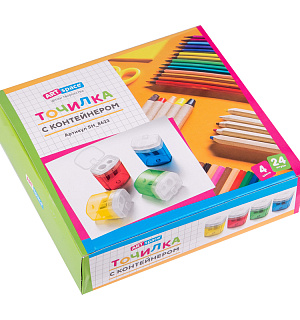 Точилка пластиковая ArtSpace 2 отверстия, контейнер, ассорти