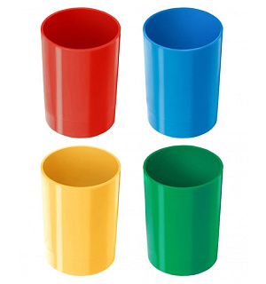 Подставка-стакан СТАММ для школьных принадлежностей, пластик, круглый, ассорти