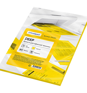 Бумага цветная OfficeSpace deep А4, 80г/м2, 50л. (желтый)