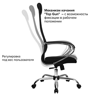 Кресло офисное МЕТТА "SU-B-8" хром, ткань-сетка, сиденье мягкое, черное