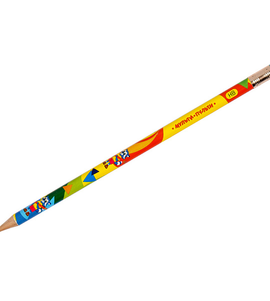 Карандаш ч/г Мульти-Пульти "Приключения Енота" HB, с ластиком, круглый, заточен., рисунок на корп. ассорти