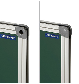 Доска магнитно-меловая OfficeSpace, 100*150см, алюминиевая рамка, полочка