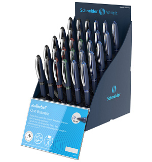 Ручка-роллер Schneider "One Business" ассорти, 0,8мм, одноразовая, дисплей