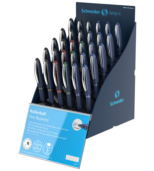 Ручка-роллер Schneider "One Business" ассорти, 0,8мм, одноразовая, дисплей