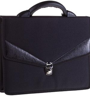 Портфель OfficeSpace "Turin", ткань, черный, 2 отделения, метал. замок