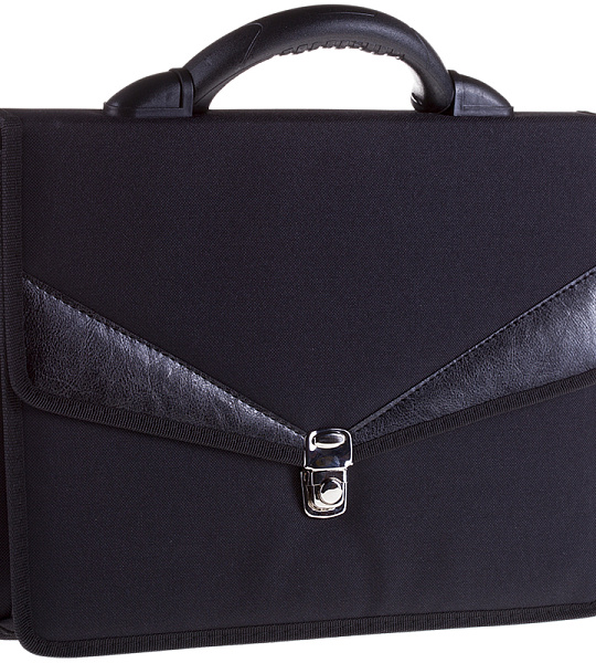 Портфель OfficeSpace "Turin", ткань, черный, 2 отделения, метал. замок