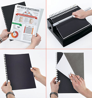 Обложки пластиковые для переплета, А4, КОМПЛЕКТ 100 шт., 300 мкм, черные, BRAUBERG, 530940