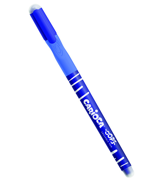 Ручка гелевая стираемая Carioca "Oops" синяя, грип, 0,7мм