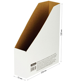 Накопитель-лоток архивный из микрогофрокартона OfficeSpace,  75мм, белый, до 700л.