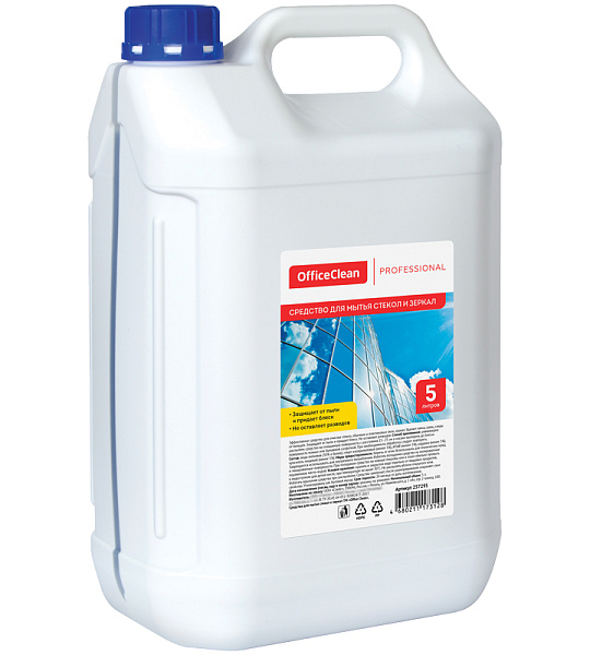 Средство для мытья стекол и зеркал OfficeClean Professional, с изопропиловым спиртом, 5л, канистра