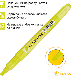 Текстовыделитель Crown "Multi Hi-Lighter" желтый, 1-4мм