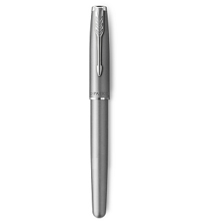 Ручка-роллер Parker "Sonnet Sand Blasted Stainless Steel" черная, 0,8мм, подарочная упаковка