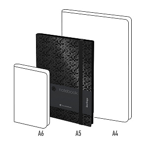 Записная книжка А5 80л., кожзам, Berlingo "DoubleBlack", черный срез, черная, с рисунком